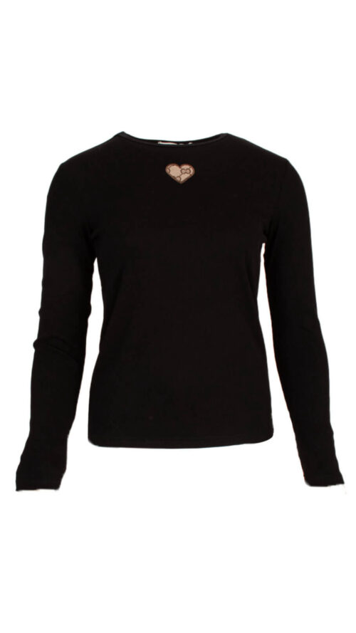 Basic top heart black azzurro-tops Label-L