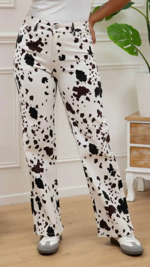 Jeans Koeienprint Foly rose
