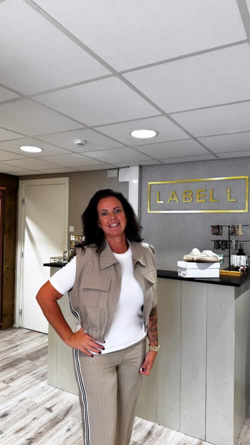 broek stripe beige azzurro